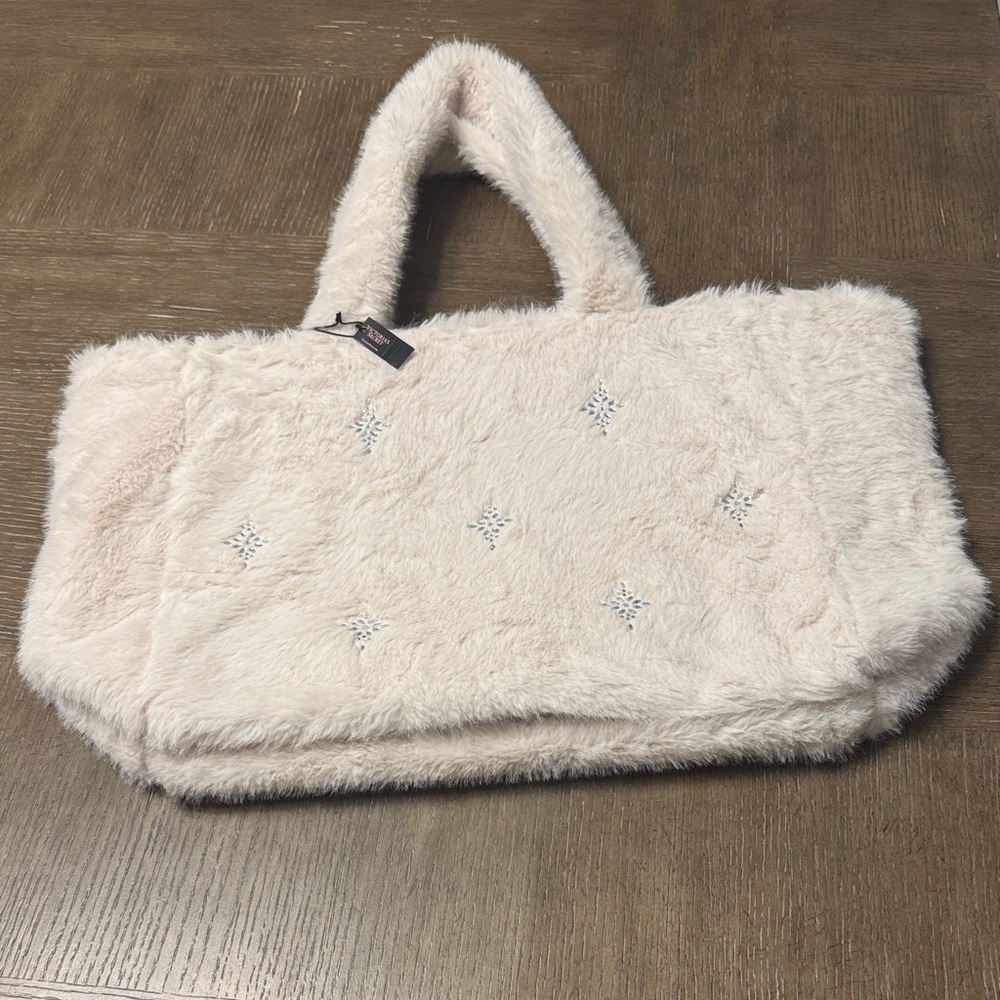 Victoria's Secret Cream Plush Weekend Tote Bag